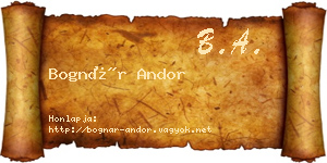 Bognár Andor névjegykártya
