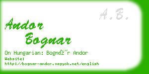 andor bognar business card